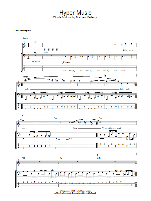 Muse Hyper Music sheet music notes and chords. Download Printable PDF.