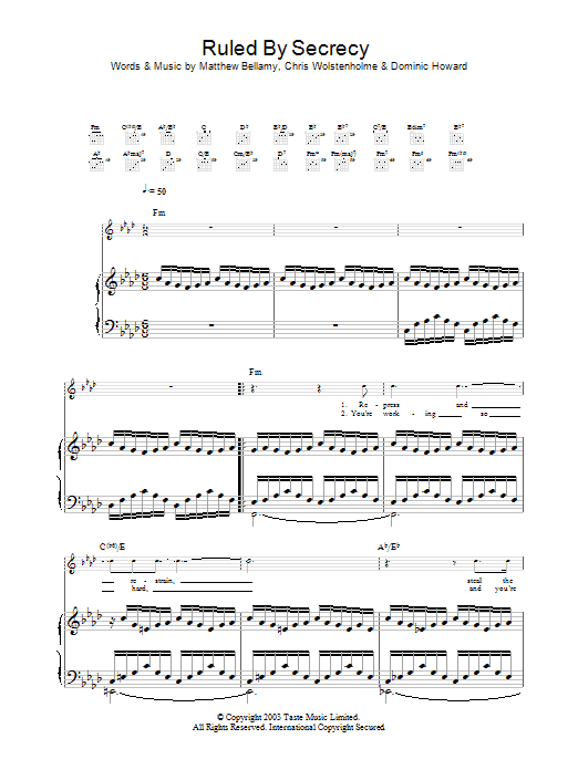 Muse Ruled By Secrecy Sheet Music Notes Chords Download Printable 