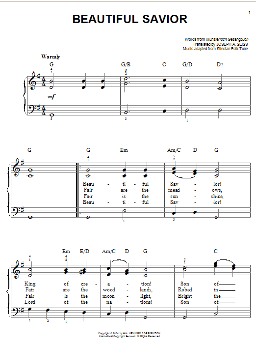 Musterisch Gesangbuch Beautiful Savior sheet music notes and chords. Download Printable PDF.