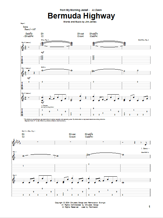 Learn to play My Morning Jacket Bermuda Highway sheet music for Guitar Tab in minutes. Price: 7.8900$ My Morning Jacket Bermuda Highway sheet music notes and chords arranged for Guitar Tab