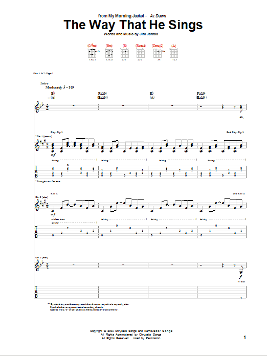 My Morning Jacket The Way That He Sings sheet music notes and chords arranged for Guitar Tab