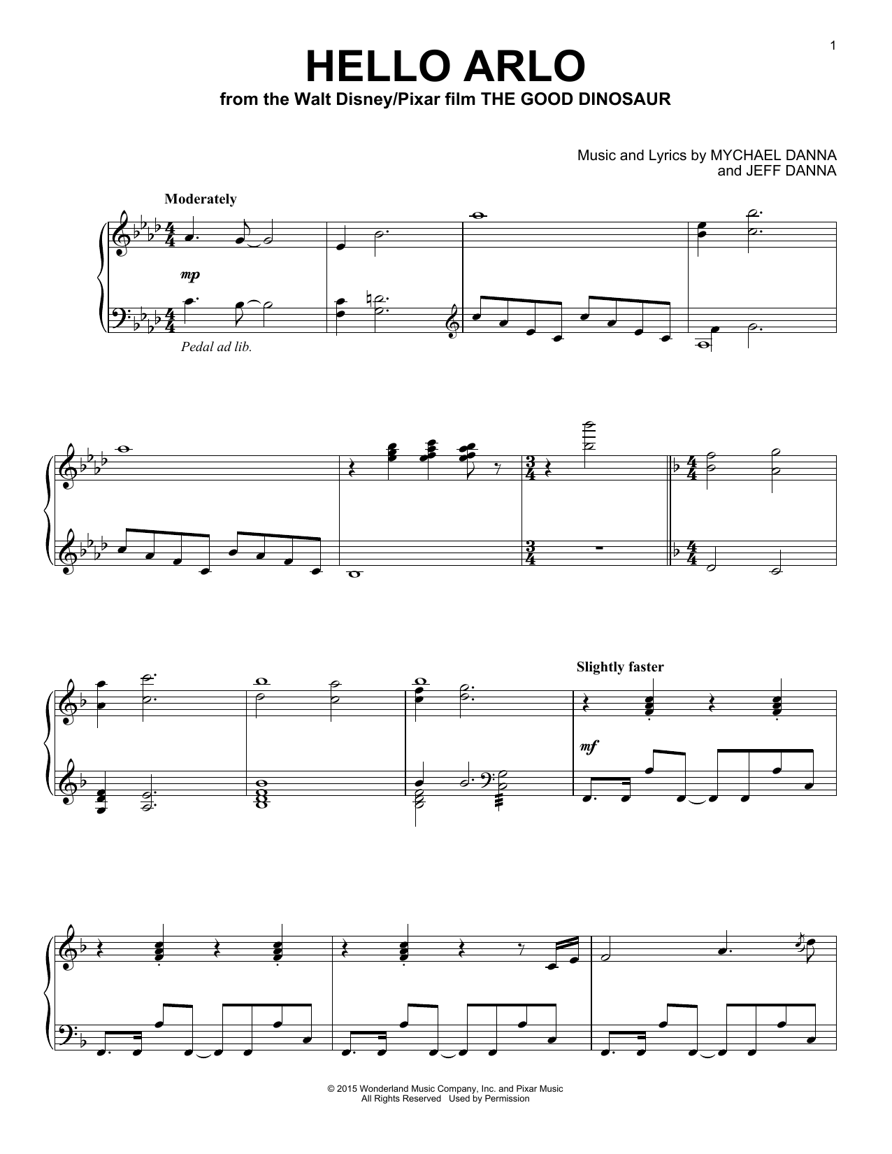 Mychael & Jeff Danna Hello Arlo sheet music notes and chords. Download Printable PDF.