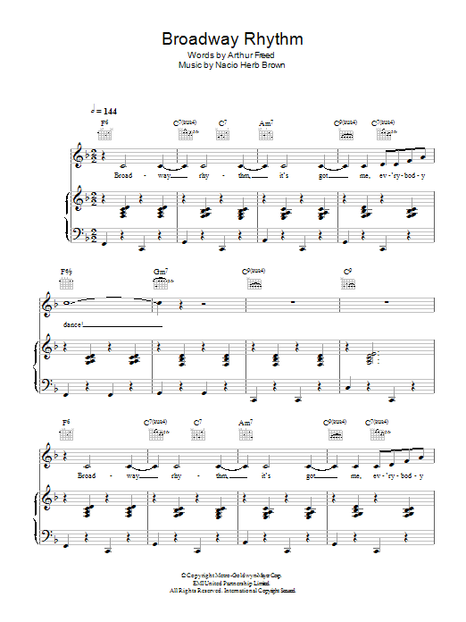 Nacio Herb Brown Broadway Rhythm sheet music notes and chords. Download Printable PDF.