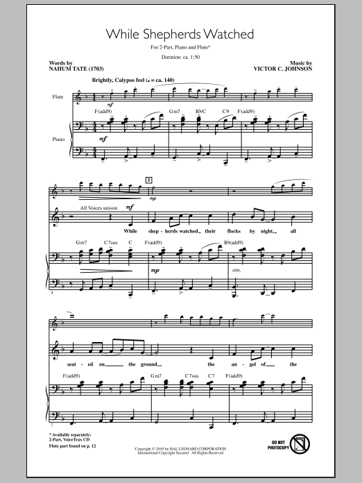 Nahum Tate While Shepherds Watched sheet music notes and chords. Download Printable PDF.