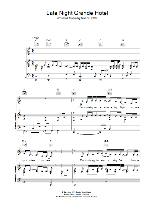 Learn to play Nanci Griffith Late Night Grande Hotel sheet music for Guitar Chords/Lyrics in minutes. Nanci Griffith Late Night Grande Hotel sheet music notes and chords. Download Printable PDF.