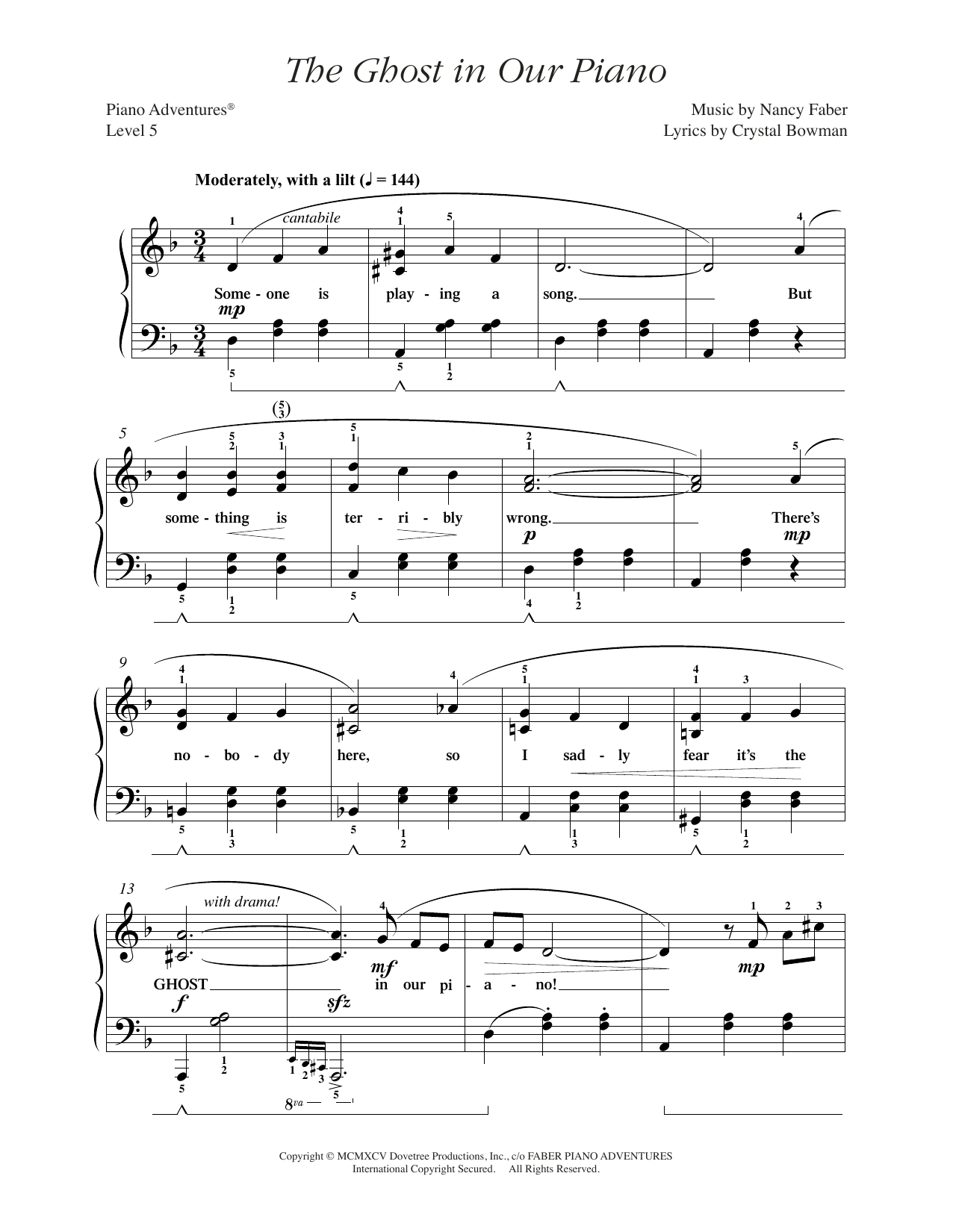 Learn to play Nancy Faber The Ghost in Our Piano sheet music for Piano Adventures in minutes. Price: 5.9900$ Nancy Faber The Ghost in Our Piano sheet music notes and chords. Download Printable PDF.