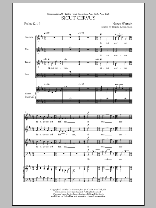 Nancy Wertsch Sicut Cervus sheet music notes and chords. Download Printable PDF.