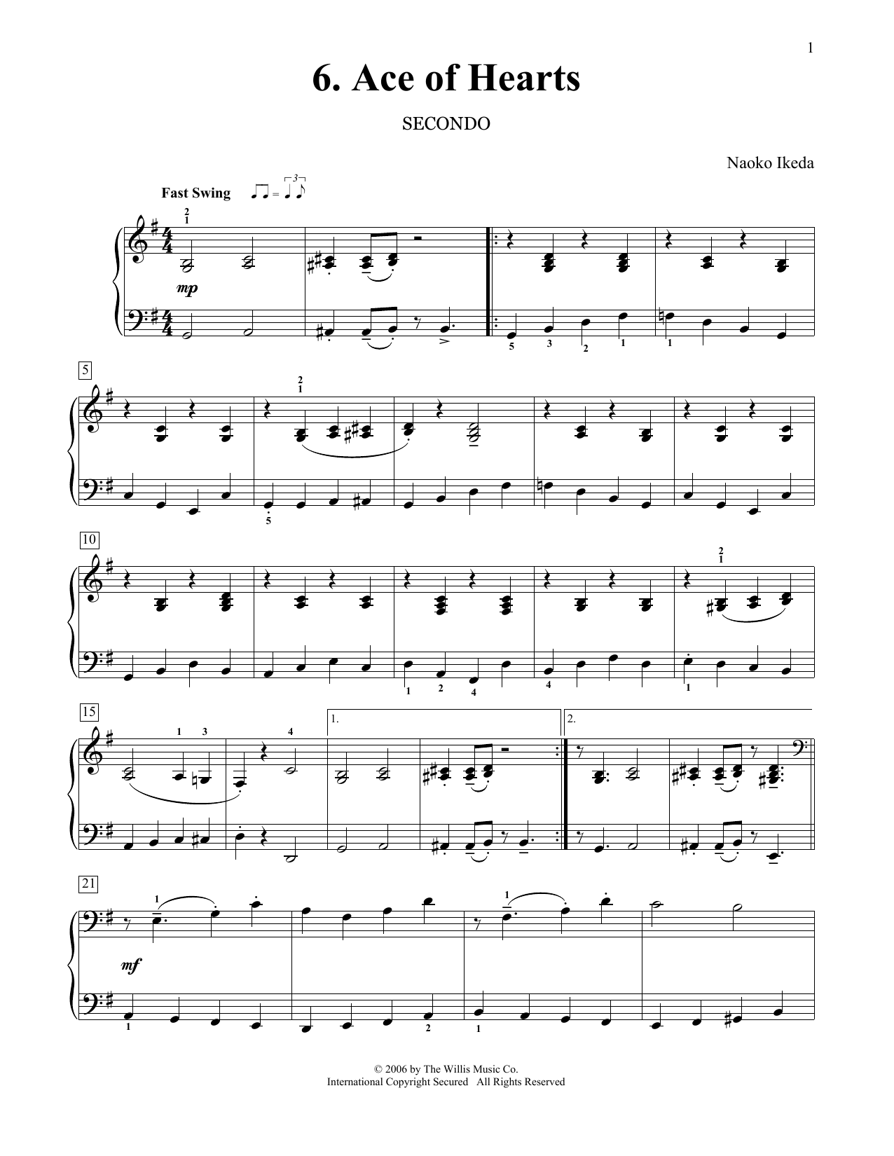 Naoko Ikeda Ace Of Hearts sheet music notes and chords. Download Printable PDF.