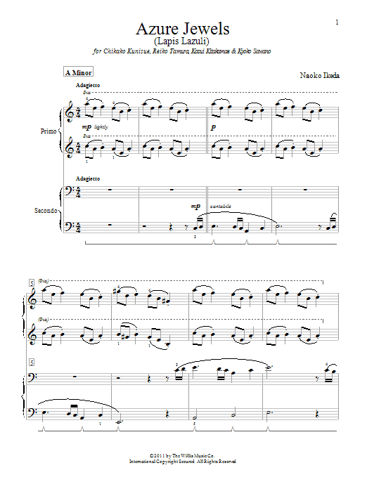 Naoko Ikeda Azure Jewels sheet music notes and chords. Download Printable PDF.
