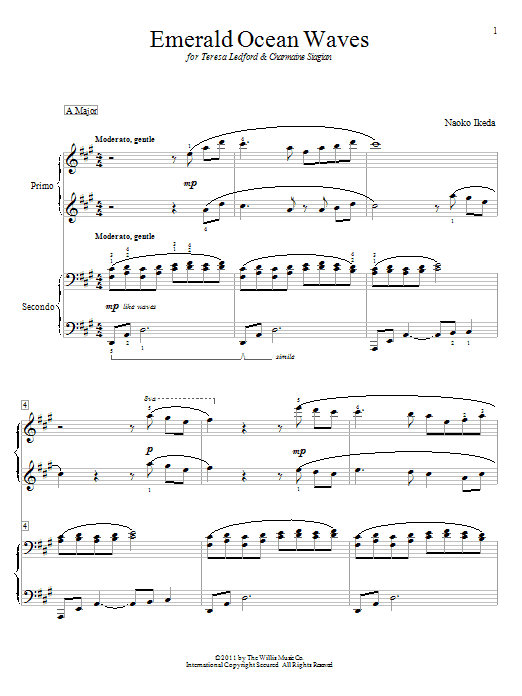 Naoko Ikeda Emerald Ocean Waves sheet music notes and chords. Download Printable PDF.