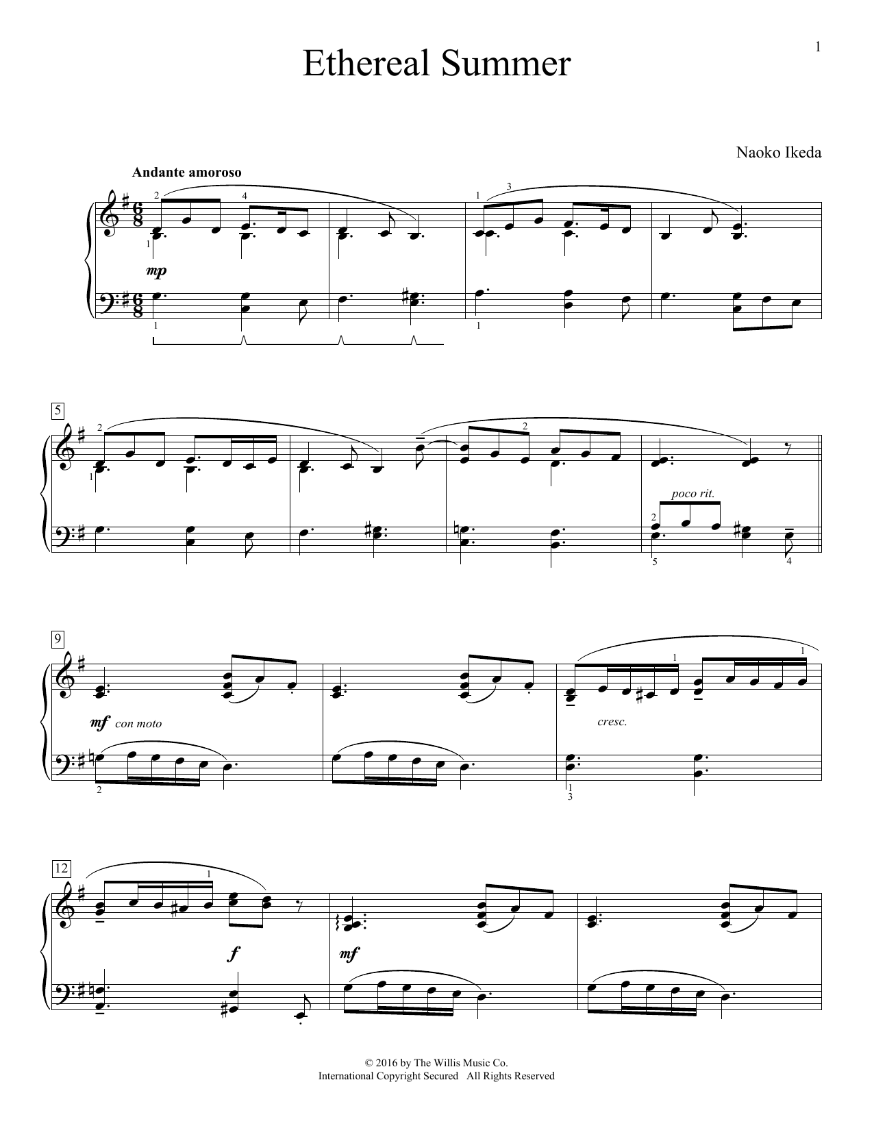 Naoko Ikeda Ethereal Summer sheet music notes and chords. Download Printable PDF.