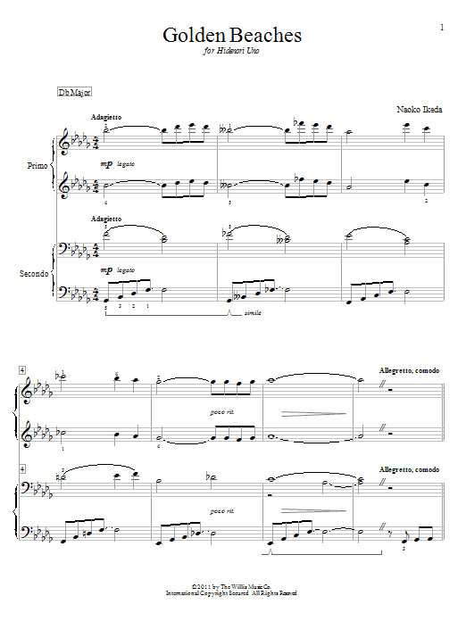 Naoko Ikeda Golden Beaches sheet music notes and chords. Download Printable PDF.