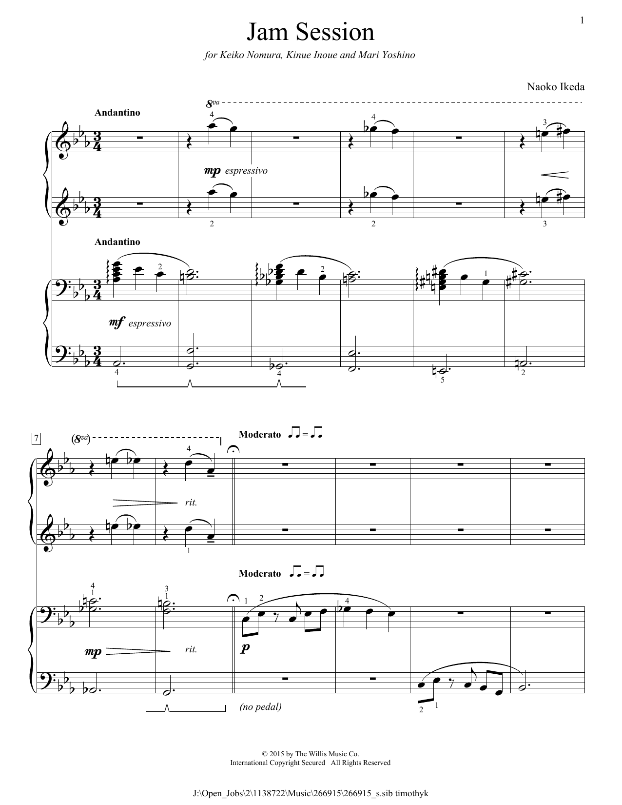 Naoko Ikeda Jam Session sheet music notes and chords. Download Printable PDF.