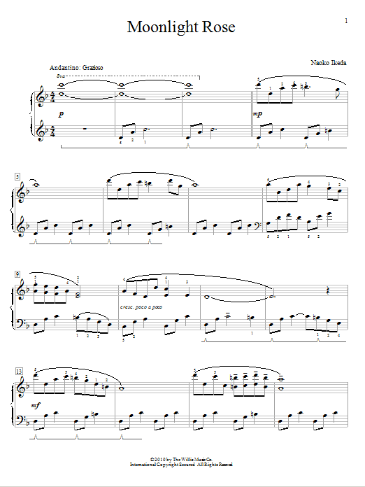 Naoko Ikeda Moonlight Rose sheet music notes and chords. Download Printable PDF.