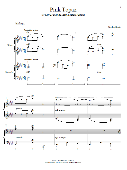 Naoko Ikeda Pink Topaz sheet music notes and chords. Download Printable PDF.