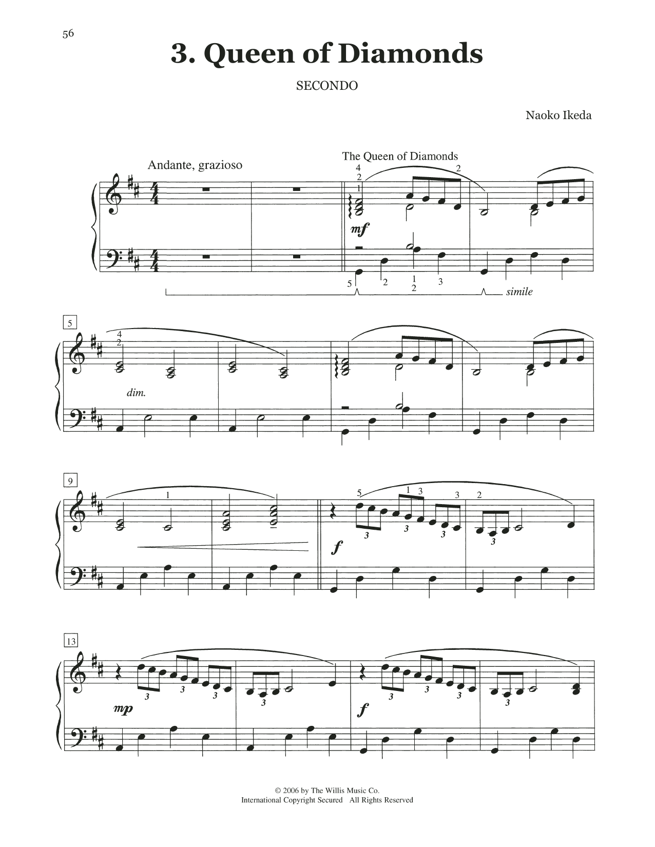 Naoko Ikeda Queen Of Diamonds sheet music notes and chords. Download Printable PDF.