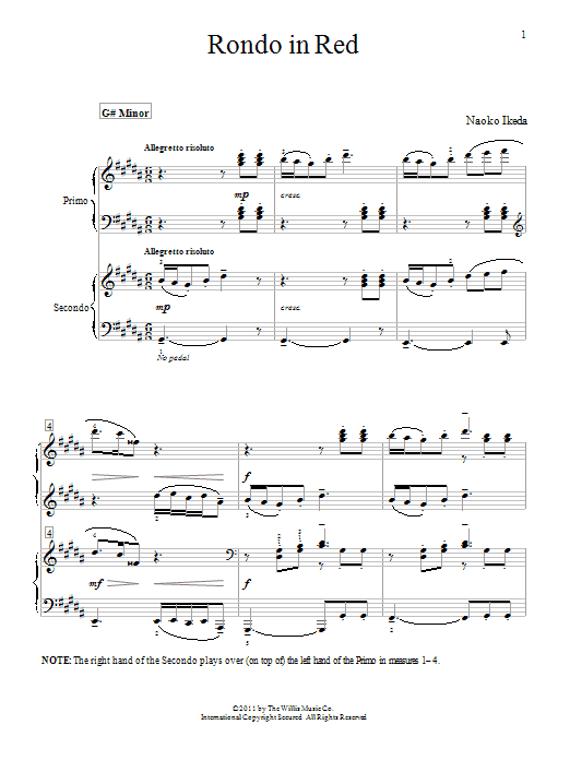 Naoko Ikeda Rondo In Red sheet music notes and chords. Download Printable PDF.