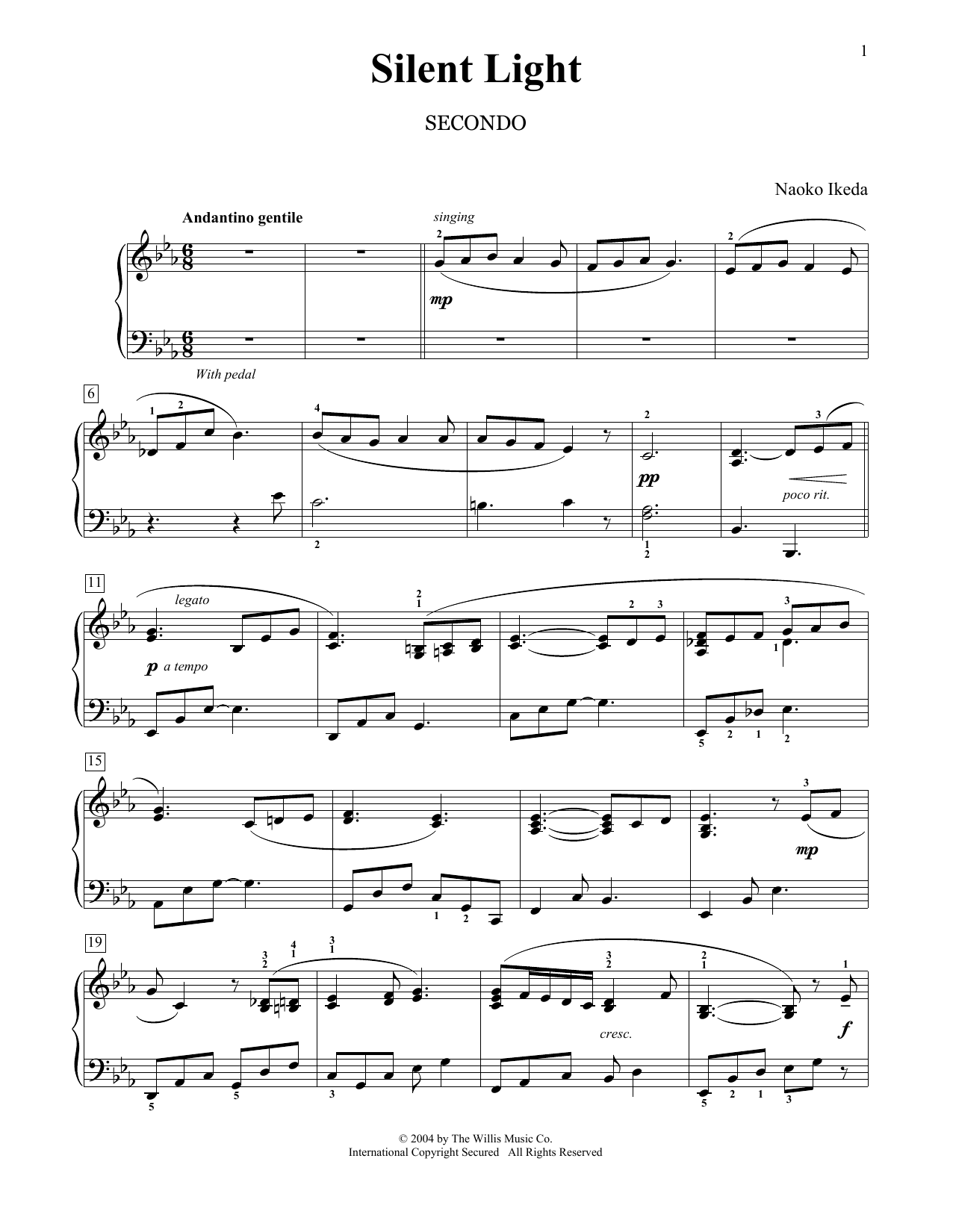 Naoko Ikeda Silent Light sheet music notes and chords. Download Printable PDF.