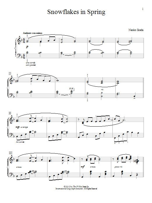 Naoko Ikeda Snowflakes In Spring sheet music notes and chords. Download Printable PDF.