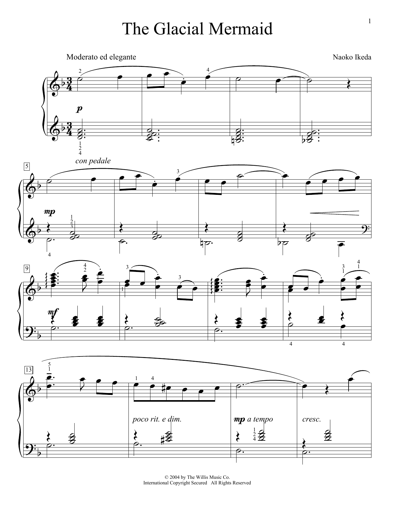 Naoko Ikeda The Glacial Mermaid sheet music notes and chords. Download Printable PDF.