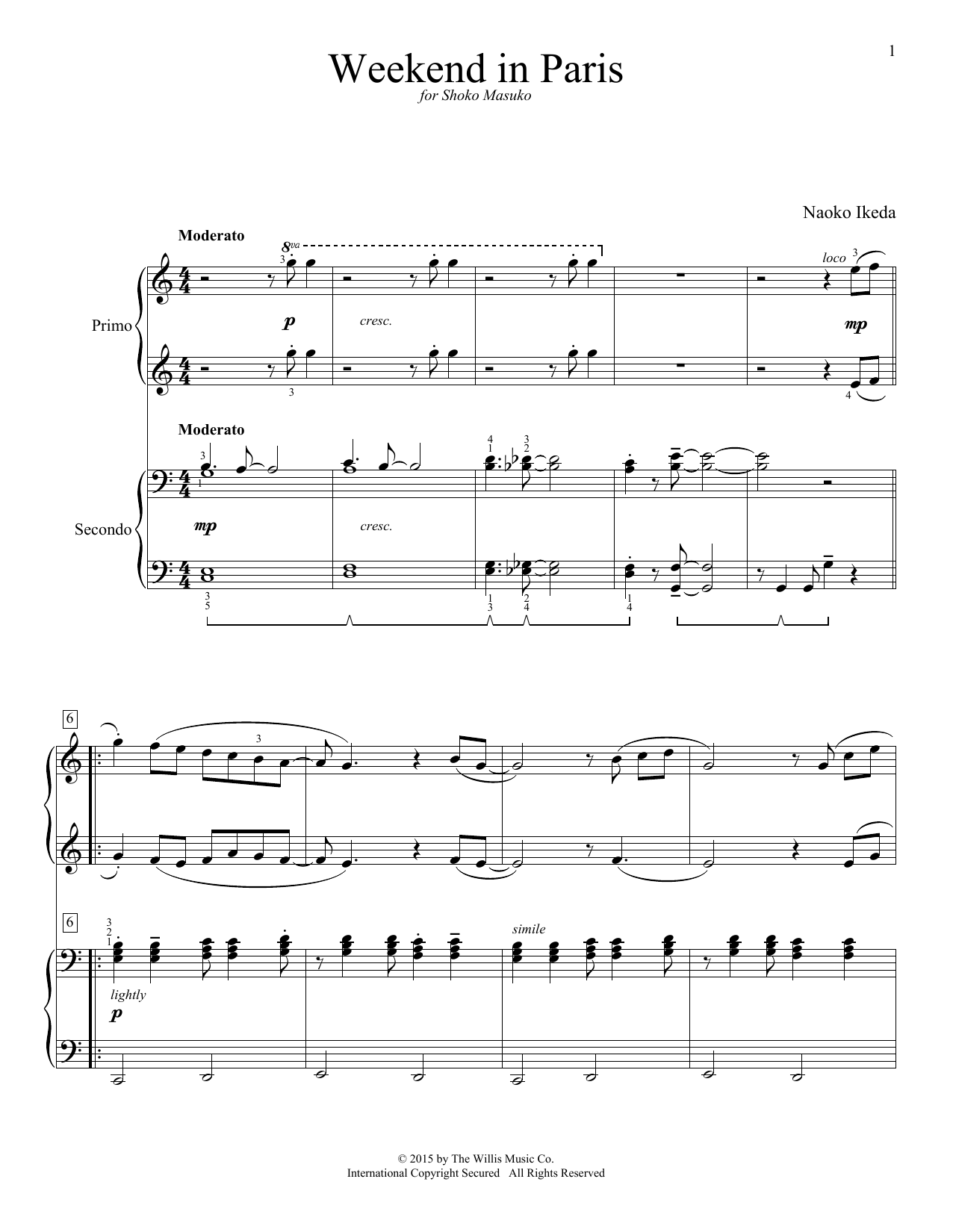 Naoko Ikeda Weekend In Paris sheet music notes and chords. Download Printable PDF.