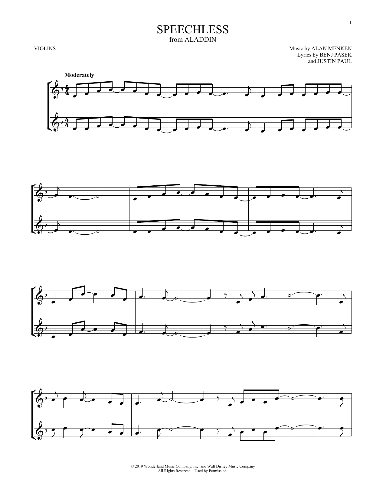 Learn to play Naomi Scott Speechless (from Aladdin) sheet music for Flute Duet in minutes. Price: 4.4900$ Naomi Scott Speechless (from Aladdin) sheet music notes and chords arranged for Flute Duet