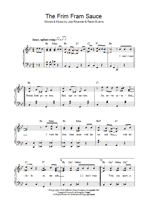 Ella Fitzgerald The Frim Fram Sauce sheet music notes and chords. Download Printable PDF.