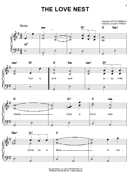 Nat King Cole The Love Nest sheet music notes and chords. Download Printable PDF.