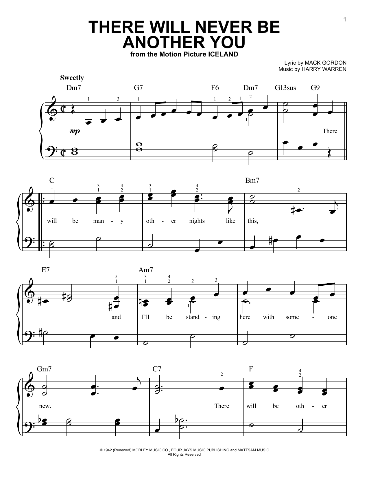 Nat King Cole There Will Never Be Another You sheet music notes and chords. Download Printable PDF.