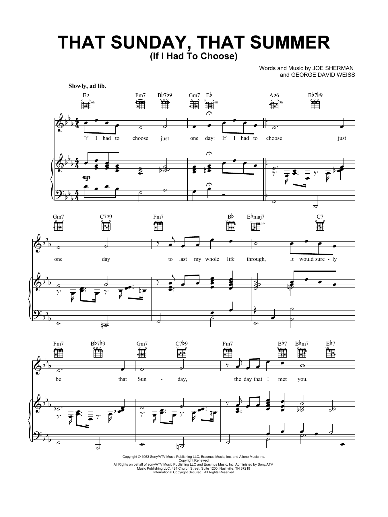 Learn to play Nat King Cole That Sunday That Summer (If I Had To Choose) sheet music for Piano, Vocal & Guitar (Right-Hand Melody) in minutes. Nat King Cole That Sunday That Summer (If I Had To Choose) sheet music notes and chords. Download Printable PDF.