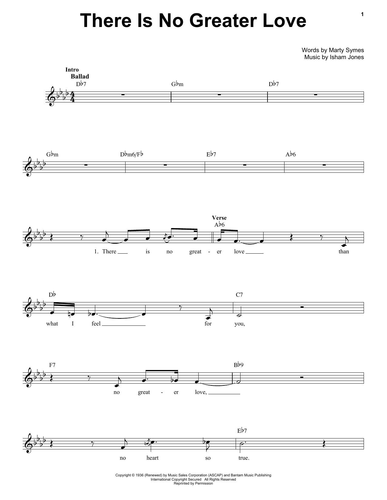 Learn to play Nat King Cole (There Is) No Greater Love sheet music for Pro Vocal in minutes. Price: 6.9900$ Nat King Cole (There Is) No Greater Love sheet music notes and chords arranged for Pro Vocal