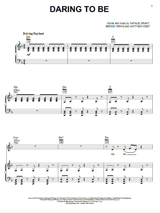 Natalie Grant Daring To Be sheet music notes and chords. Download Printable PDF.