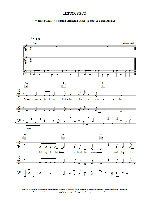 Natalie Imbruglia Impressed sheet music notes and chords. Download Printable PDF.