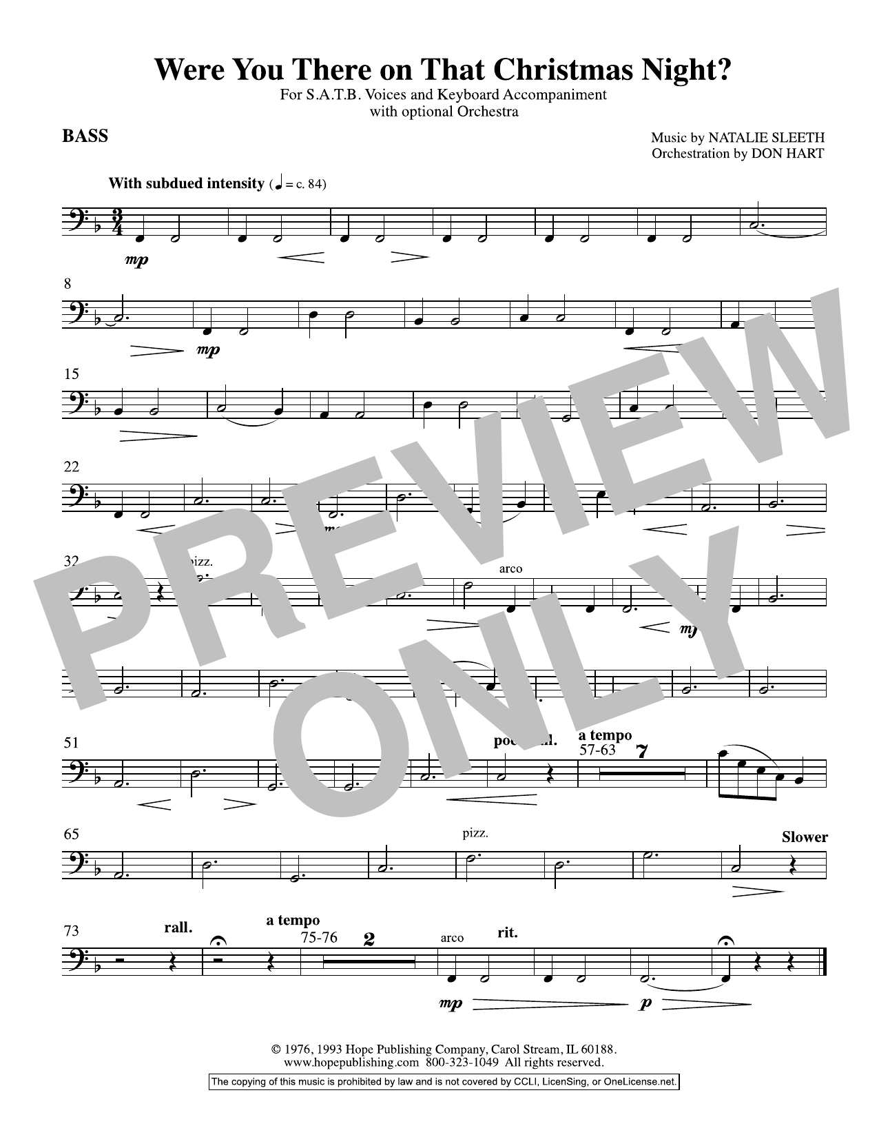 Learn to play NATALIE SLEETH Were You There On That Christmas Night? (arr. Don Hart) - Bass sheet music for Choir Instrumental Pak in minutes. Price: 69.9900$ NATALIE SLEETH Were You There On That Christmas Night? (arr. Don Hart) - Bass sheet music notes and chords arranged for Choir Instrumental Pak