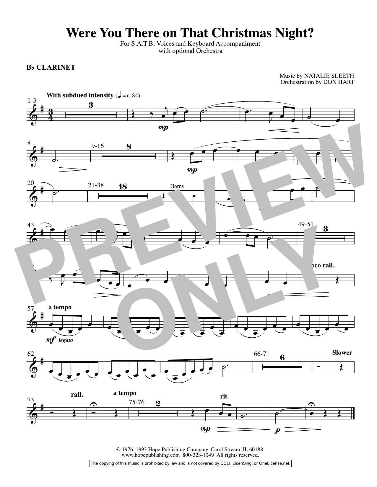 Learn to play NATALIE SLEETH Were You There On That Christmas Night? (arr. Don Hart) - Clarinet sheet music for Choir Instrumental Pak in minutes. Price: 69.9900$ NATALIE SLEETH Were You There On That Christmas Night? (arr. Don Hart) - Clarinet sheet music notes and chords arranged for Choir Instrumental Pak