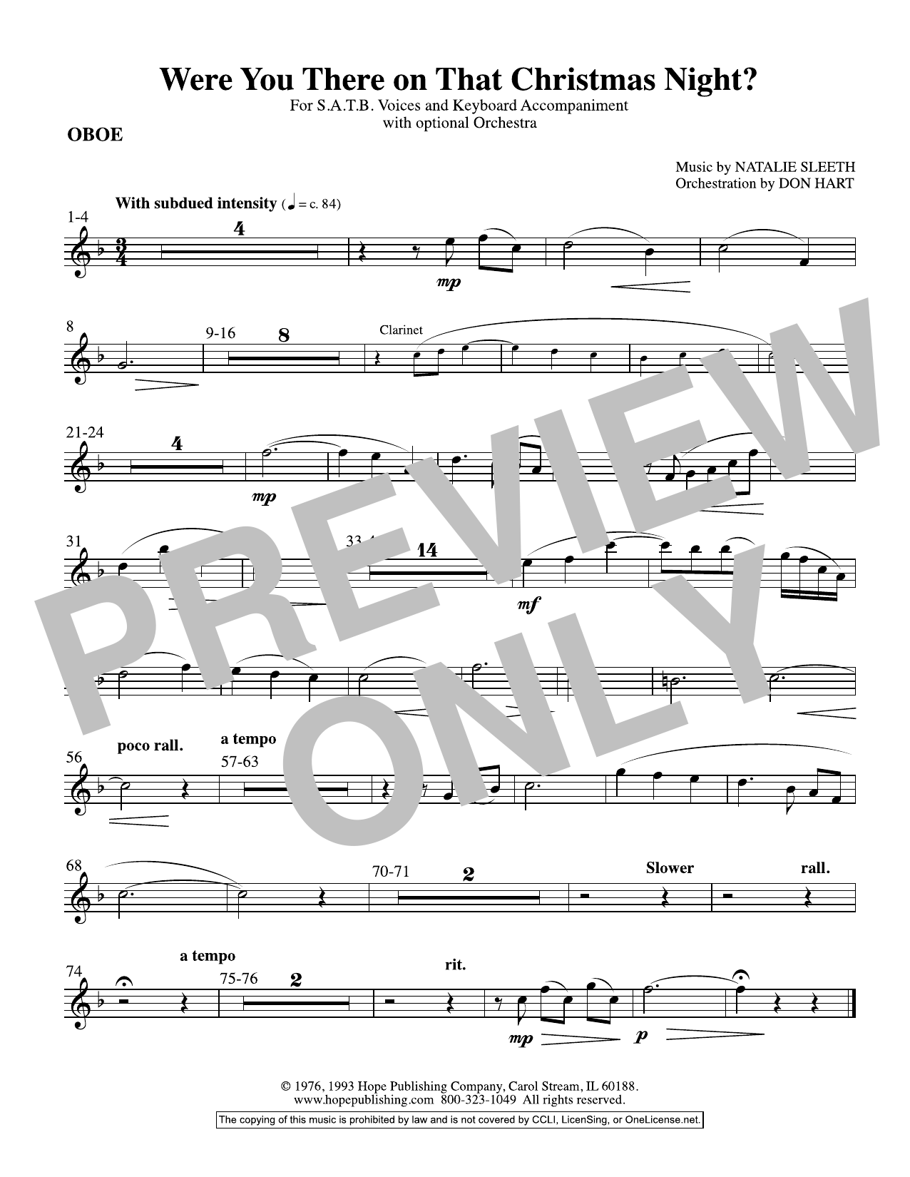 Learn to play NATALIE SLEETH Were You There On That Christmas Night? (arr. Don Hart) - Oboe sheet music for Choir Instrumental Pak in minutes. Price: 69.9900$ NATALIE SLEETH Were You There On That Christmas Night? (arr. Don Hart) - Oboe sheet music notes and chords arranged for Choir Instrumental Pak