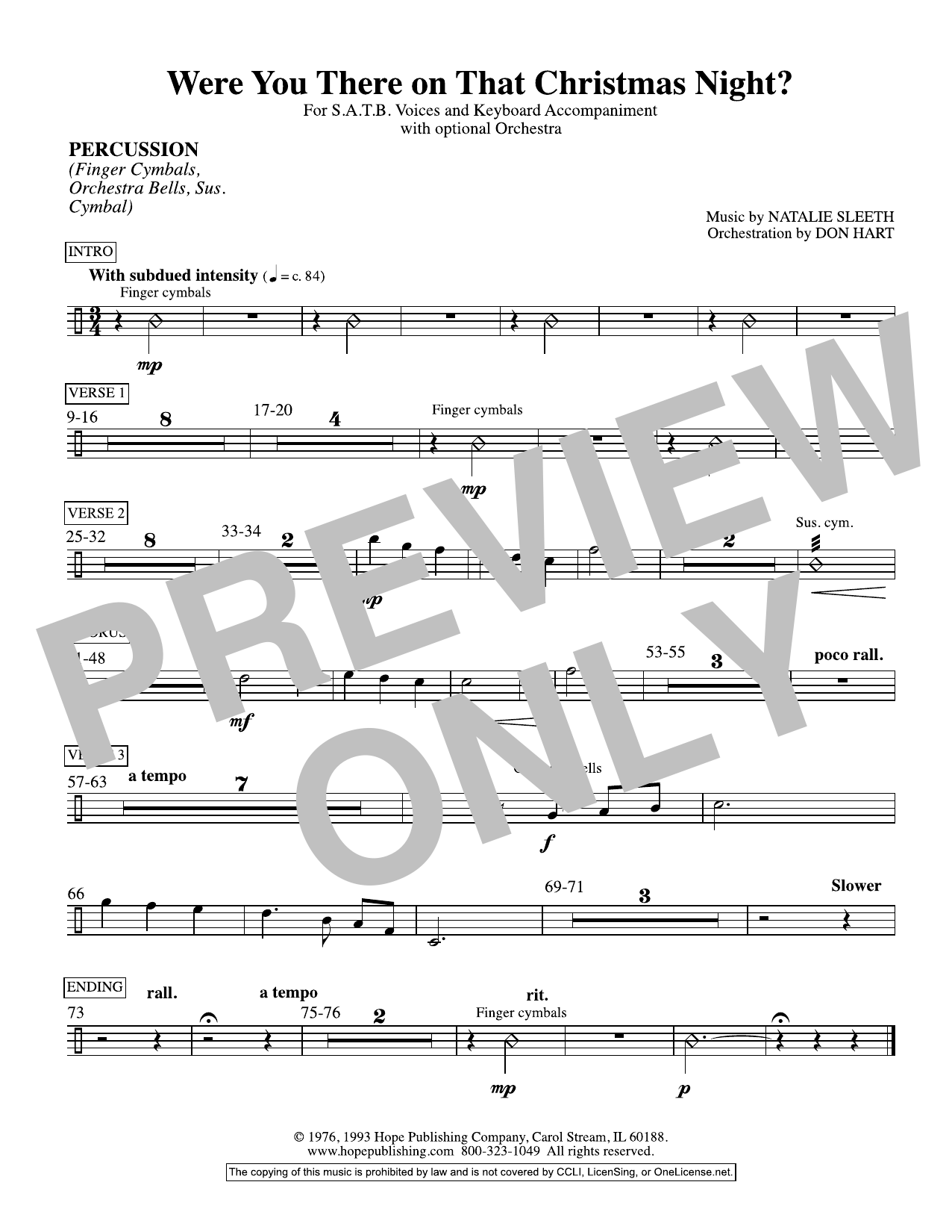 Learn to play NATALIE SLEETH Were You There On That Christmas Night? (arr. Don Hart) - Percussion sheet music for Choir Instrumental Pak in minutes. Price: 69.9900$ NATALIE SLEETH Were You There On That Christmas Night? (arr. Don Hart) - Percussion sheet music notes and chords arranged for Choir Instrumental Pak
