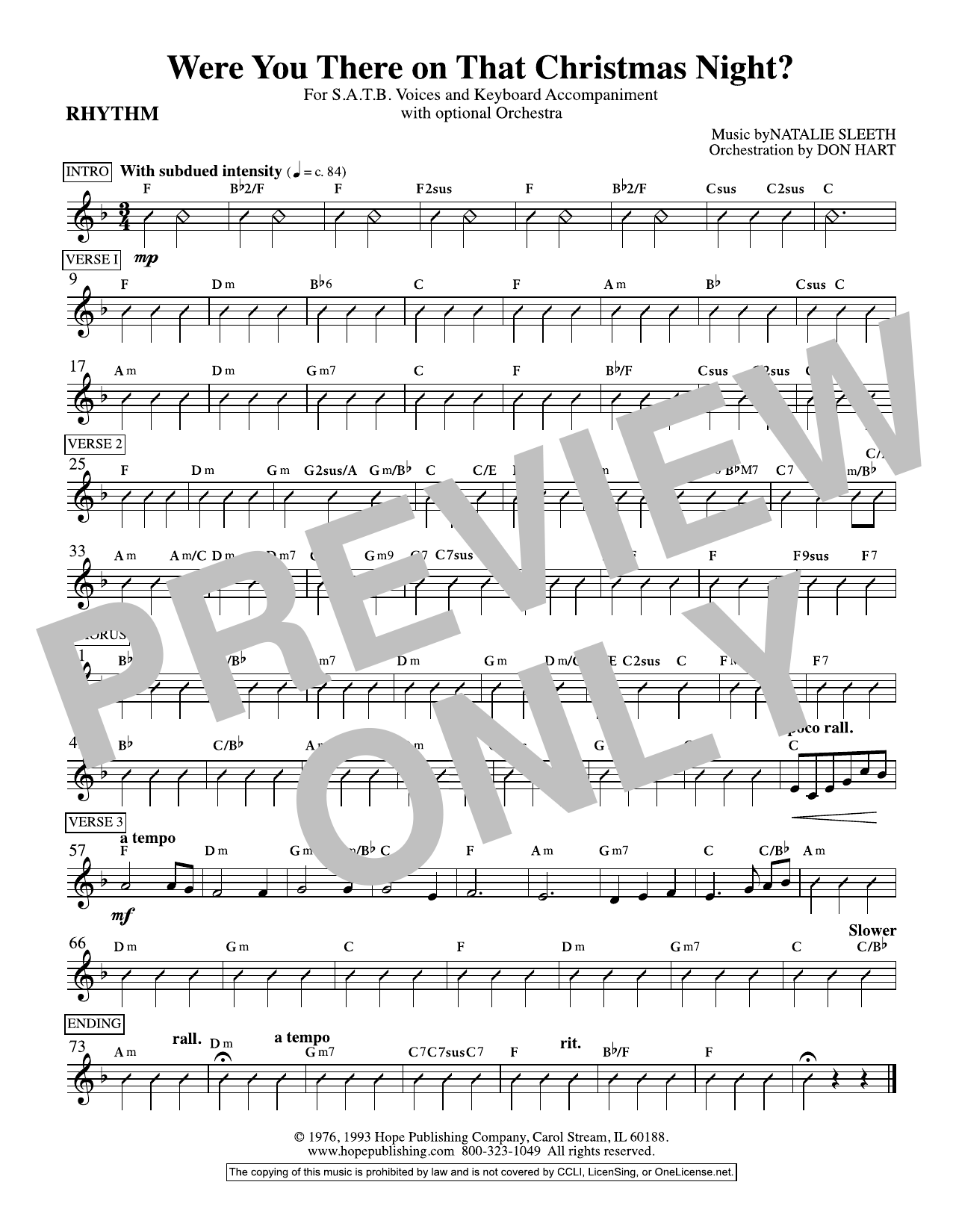 Learn to play NATALIE SLEETH Were You There On That Christmas Night? (arr. Don Hart) - Rhythm sheet music for Choir Instrumental Pak in minutes. Price: 69.9900$ NATALIE SLEETH Were You There On That Christmas Night? (arr. Don Hart) - Rhythm sheet music notes and chords arranged for Choir Instrumental Pak