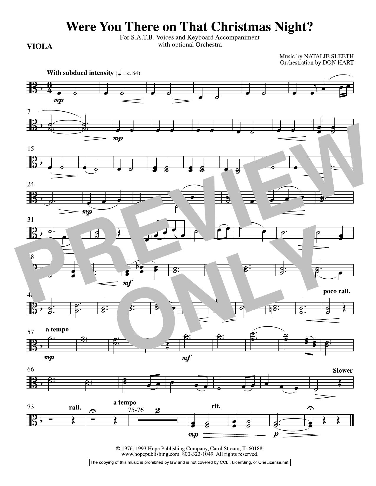 Learn to play NATALIE SLEETH Were You There On That Christmas Night? (arr. Don Hart) - Viola sheet music for Choir Instrumental Pak in minutes. Price: 69.9900$ NATALIE SLEETH Were You There On That Christmas Night? (arr. Don Hart) - Viola sheet music notes and chords arranged for Choir Instrumental Pak
