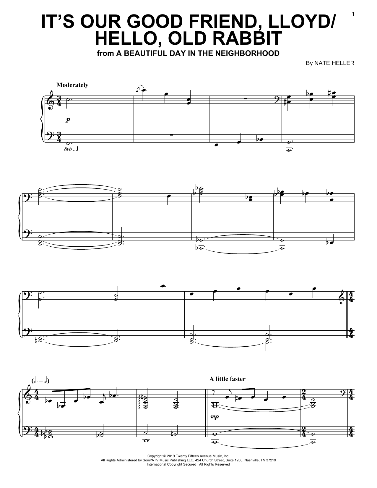 Nate Heller It S Our Good Friend Lloyd Hello Old Rabbit From A Beautiful Day In The Neighborhood Sheet Music Pdf Notes Chords Children Score Piano Solo Download Printable Sku 435120