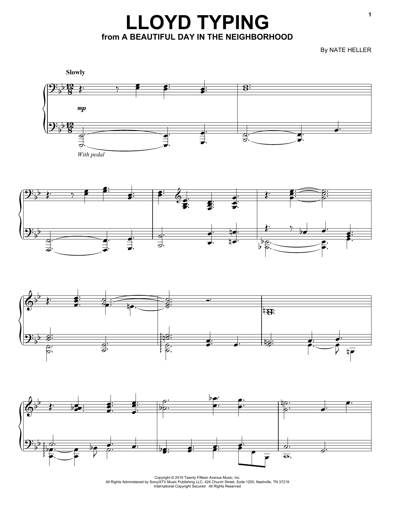 Nate Heller Lloyd Typing From A Beautiful Day In The Neighborhood Sheet Music Pdf Notes Chords Children Score Piano Solo Download Printable Sku 435118