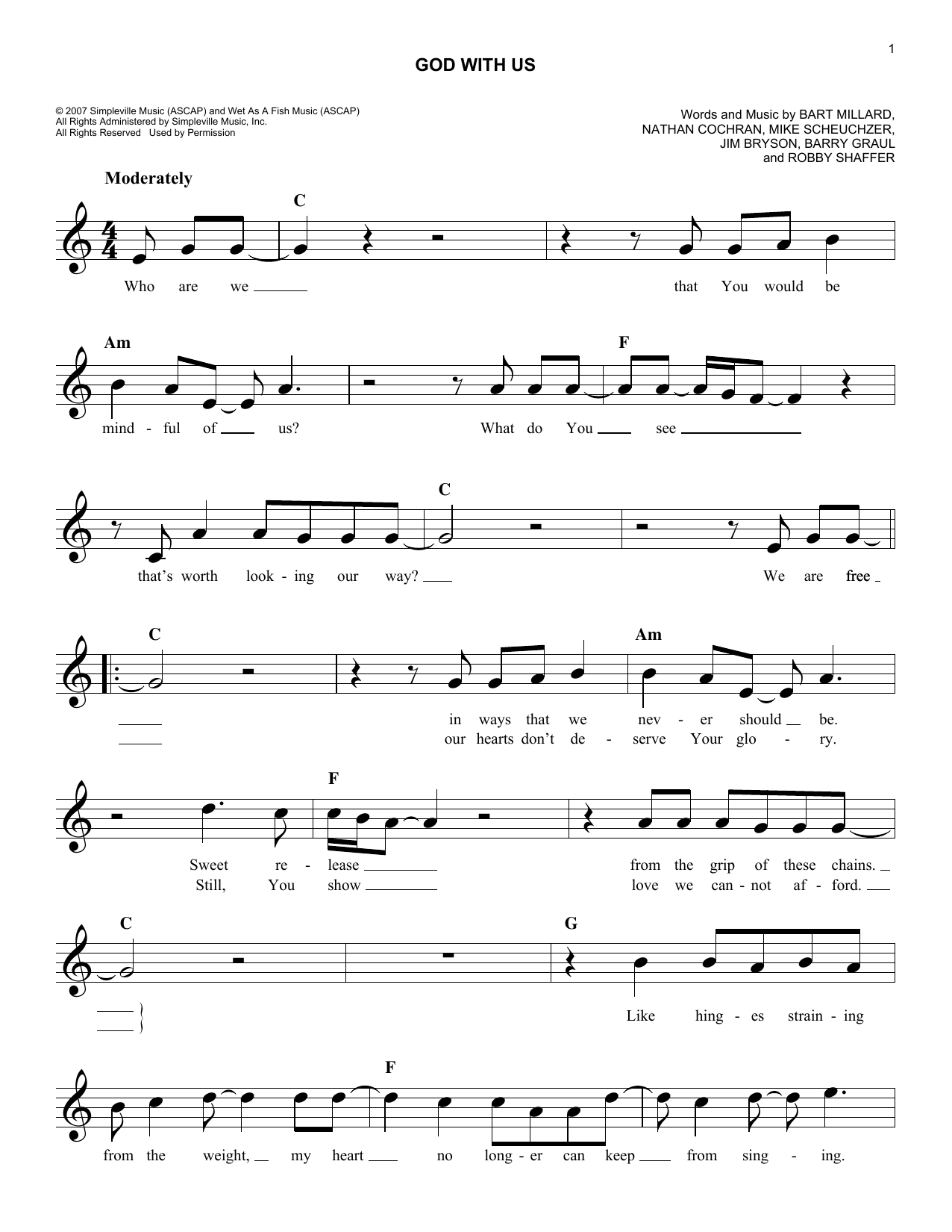 Nathan Cochran God With Us sheet music notes and chords. Download Printable PDF.