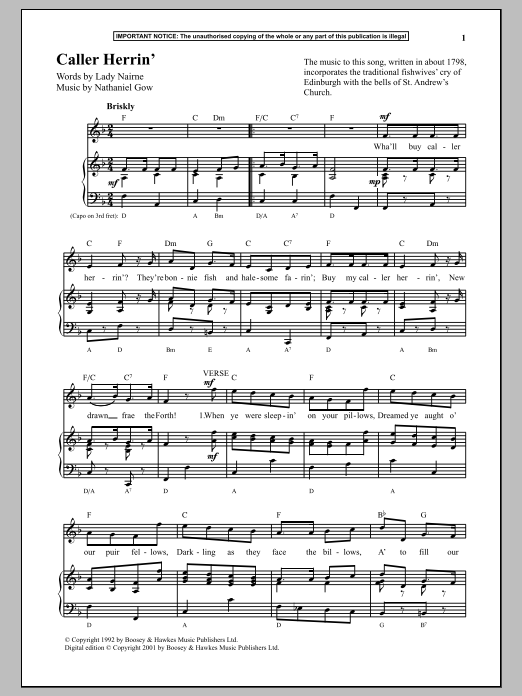 Nathaniel Gow Caller Herrin sheet music notes and chords. Download Printable PDF.