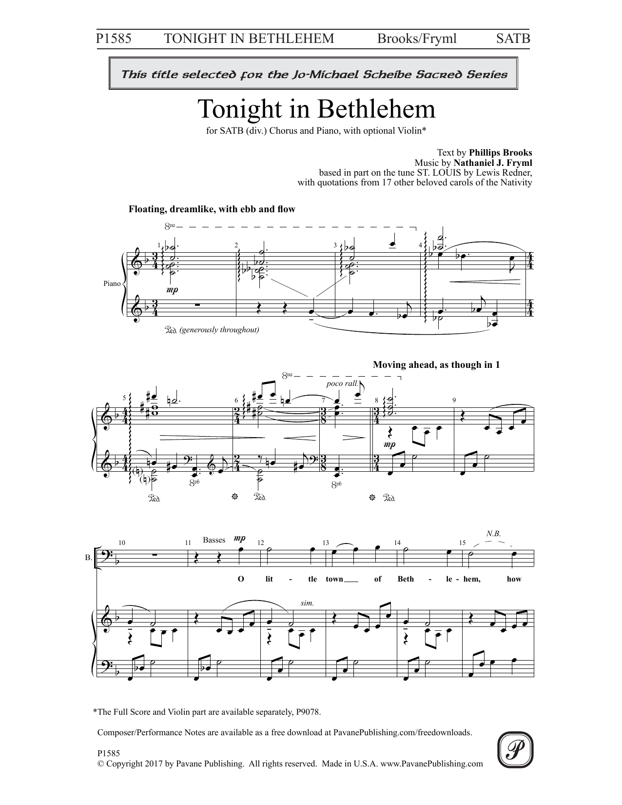 Learn to play Nathaniel J. Fryml Tonight In Bethlehem sheet music for SATB Choir in minutes. Price: 3.9900$ Nathaniel J. Fryml Tonight In Bethlehem sheet music notes and chords arranged for SATB Choir