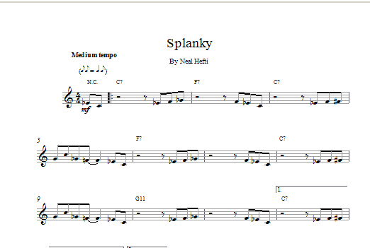 Hefti Splanky sheet music notes and chords. Download Printable PDF.