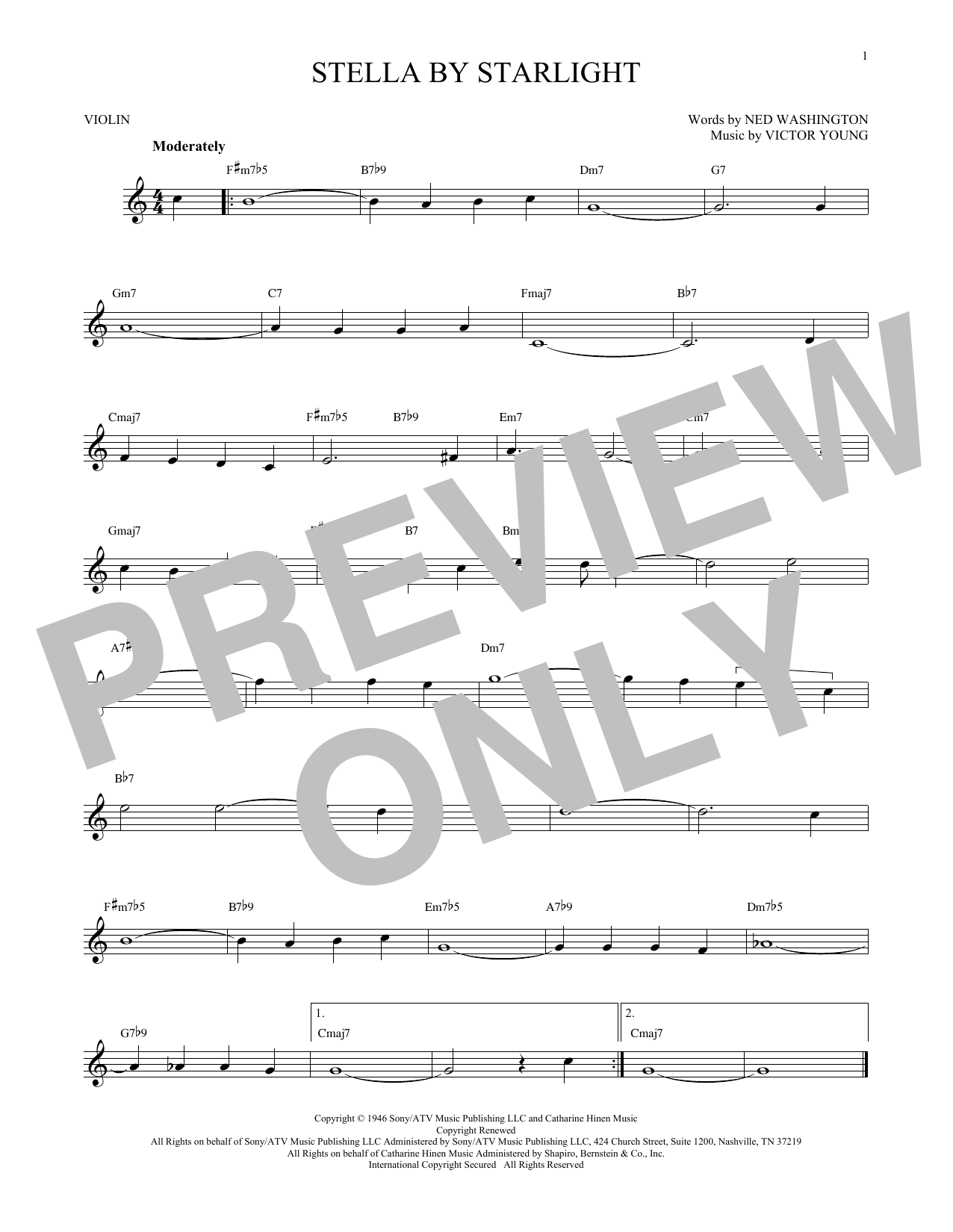 Ned Washington Stella By Starlight sheet music notes and chords. Download Printable PDF.