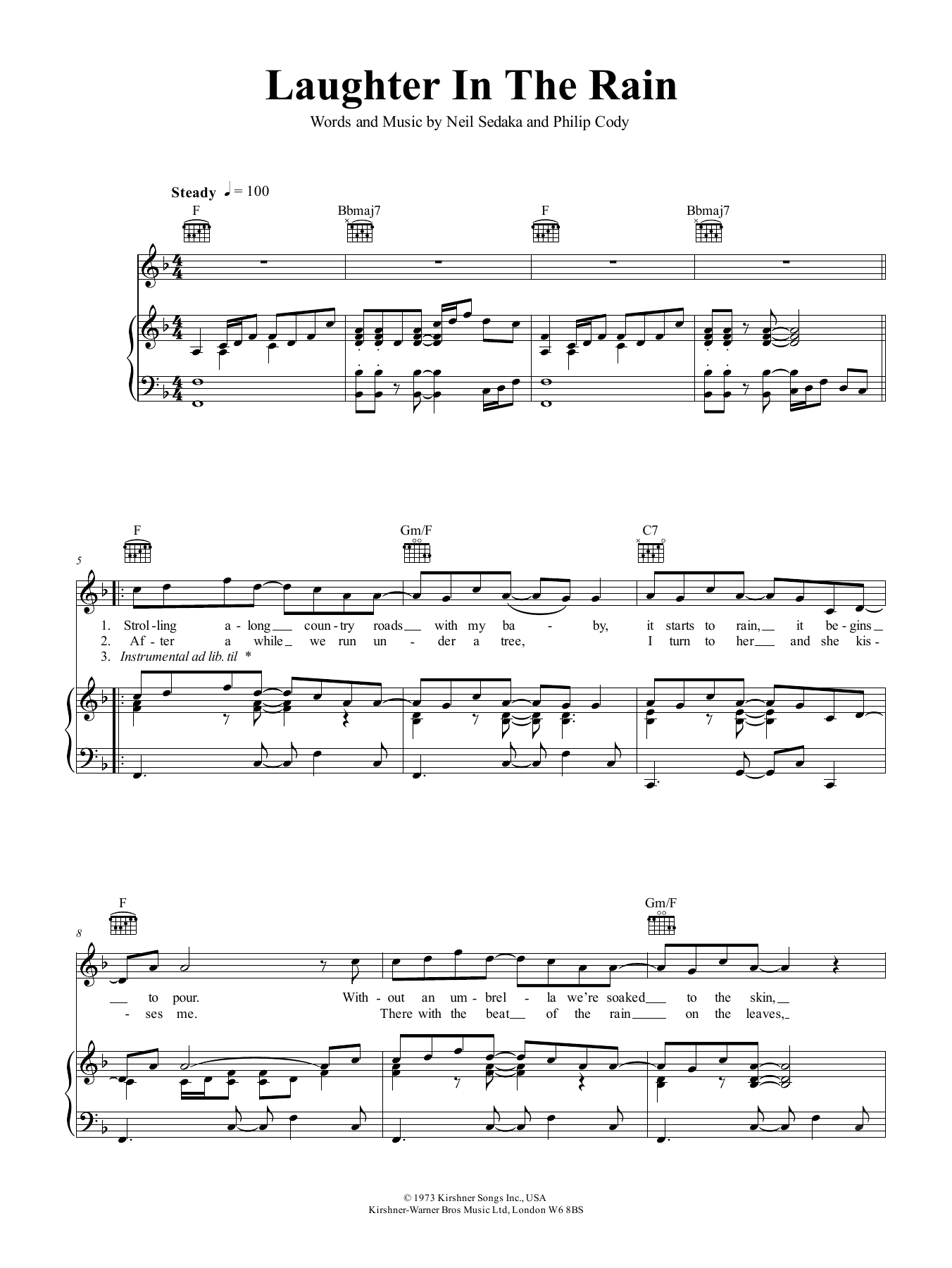 Learn to play Neil Sedaka Laughter In The Rain sheet music for Ukulele in minutes. Neil Sedaka Laughter In The Rain sheet music notes and chords. Download Printable PDF.