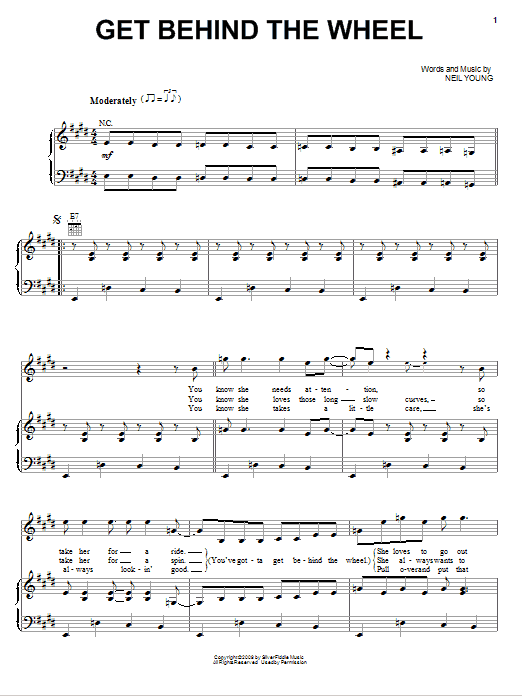 Neil Young 'Get Behind The Wheel' Sheet Music, Chords & Lyrics