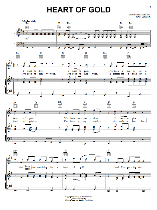 Download Neil Young "Heart Of Gold" Sheet Music & PDF Chords Solo