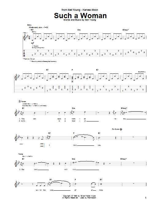 Neil Young Such A Woman sheet music notes and chords. Download Printable PDF.